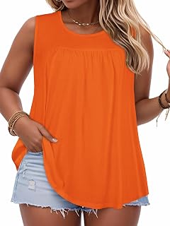 Women Plus Size Tank Top Casual Summer Tops Loose Fit Sleeveless T Shirts Trendy Crewneck Tunic Tees 2026