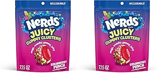 Nerds Juicy Gummy Clusters, Strawberry Punch, Juicy and Gummy Candy, 1 Stand Up Bag, for Snacking and Sharing, 7.15 oz (Pack of 2)