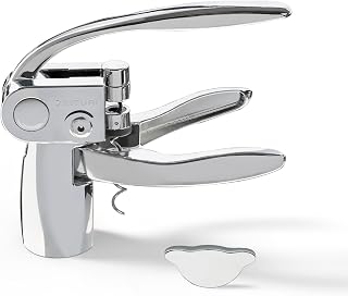 Vinturi Lever Wine Opener Set made of Premium Chrome Wine Corkscrew with Replacement Spiral and Foil Cutter with Sleek, Durable Die-Cast Metal Design