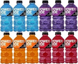 POWERADE Sports Drink Variety Pack, 20 oz Bottles (12 Pack) – Mountain Berry Blast, Orange, Grape & Fruit Punch – Electrolyte Hydration for Sports, Workouts & Recovery