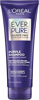 L’Oreal Paris Sulfate Free Brass Toning Purple Shampoo for Blonde, Bleached, Silver, or Brown Highlighted Hair, EverPure, 6.8 Fl Oz (Packaging May Vary)