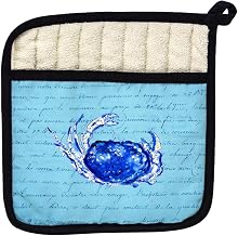 Betsy Drake PT351 Blue Script Crab Pot Holder
