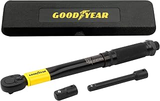 Goodyear 1/2" Torque Wrench-Precision Calibration for Accurate Torque Settings| Durable Chrome Vanadium Steel| 20-150 ft-lb Range| Easy-to-Read Scale| Ergonomic Handle for Comfort & Control