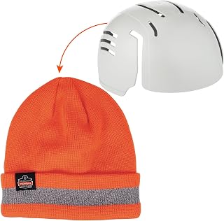 Ergodyne Skullerz 6803ZI Hi Vis Zippered Rib Knit Beanie with Bump Cap Insert