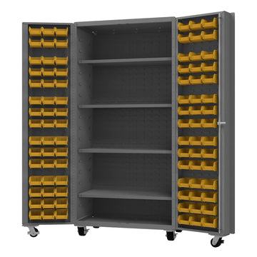 Mobile Cabinet by Durham – 36.1875 x 76.125 x 24.5 inches, Alloy Steel, Grey, Model DCM36-BDLP-96-4S-95