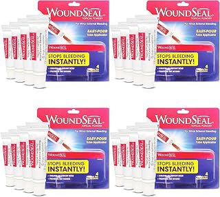 WoundSeal Powder 4 Each (Pack of 4) - Wound Care First Aid for Cuts, Scrapes and Abrasions - Stops Bleeding in Seconds Without Stitches or Bandages