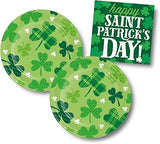 Creative Converting St Patricks Day Paper Plates, Napkins, Shamrock Party Supplies, Irish Birthday, Disposable Tableware (32 Piece)