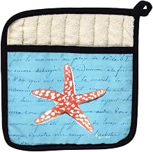 Betsy Drake PT091B Coral Starfish Blue Pot Holder