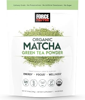 Force Factor Organic Matcha Green Tea Powder | for Energy, Focus & Daily Wellness, Culinary Grade, USDA-Certified Organic, Rich & Delicious Flavor 169g, 84 Servings