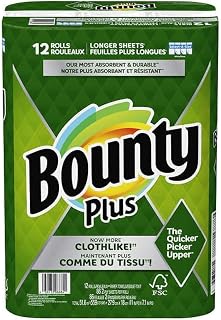 Bounty Plus Select-A-Size White Long Cloth Like 12 Paper Towel Rolls of 2-Ply 86 Sheets Each