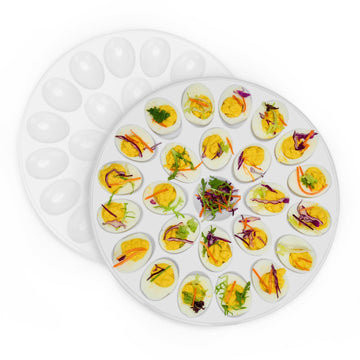 PAHTTO Deviled Egg Tray, 24 Slots Each, Melamine Set of 2, White