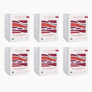 Rishi Tea English Breakfast Tea - Organic Sachet Tea Bags, Energizing & Caffeinated Pure Black Tea, Ideal for Hot or Iced Tea - 15 Count (Pack of 6)