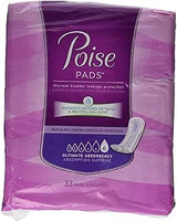 Poise Pads, Regular Length, Ultimate Absorbency 33 pads (Pack of 4)