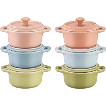 Ceramic 6-pc Mini Round Cocotte Set - Macaron Pastel Colors by STAUB – 6-pc, 7 quarts, Stoneware, Pastel, Pack of 6