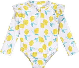 Gerber Baby Girls' Toddler Long Sleeve One Piece Rashguard Swimsuit