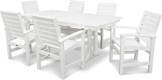 Polywood Signature 7-Piece Farmhouse Dining Set with Trestle Legs in White