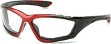 Pyramex SBR8710DTP Accurist Safety Glasses Clear Anti-fog Lens,Black/Red