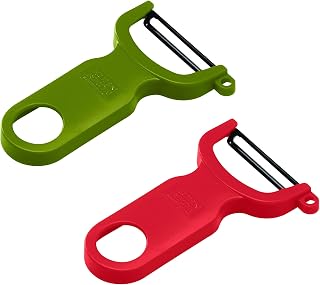 Kuhn Rikon Potato Peelers (Set of 2) with Carbon Steel Blade. Vegetable Peeler. Light Speed Peeler. Ideal for Left or Right-Handed Cooks. Red and Green