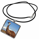 Australia, Emu, flightless bird-AU02 SWE0005 - Stuart Westmorland Necklace With Rectangle Pendant by 3dRose – Medium, Metal, White, Model ncl_70321_1