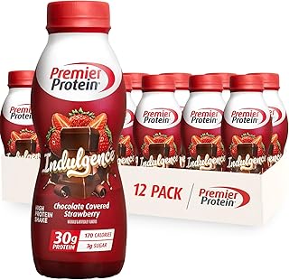 Premier Protein INDULGENCE 30g Shake, Chocolate Covered Strawberry, 12 Pack | Dessert-Inspired, 170 Calories, 3g Sugar, Supports Muscle Health, Gluten-Free, 11.5 oz (Packaging May Vary)