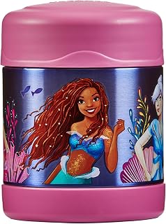 Thermos Disney Little Mermaid Kids Food Flask (290ml) 5h Hot | 7h Cold | Thermal vacuum insulated stainless steel metal hot food container with lid for soup, meal prep, school packed lunch bag/box