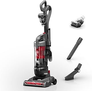Hoover Rewind Pet Upright Bagless Vacuum Cleaner for Carpet and Hard Floors, Automatic Cord Rewind, Above Floor Cleaning Corded Vacuum Cleaners for Home Use, Gray