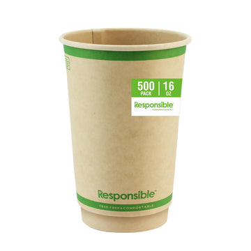 12 oz Double Wall Insulated Paper Coffee Cups (500 Count) by Responsible Products – 12 Ounces, 12.0 fluid_ounces, Paper, Classic White, Pack of 500