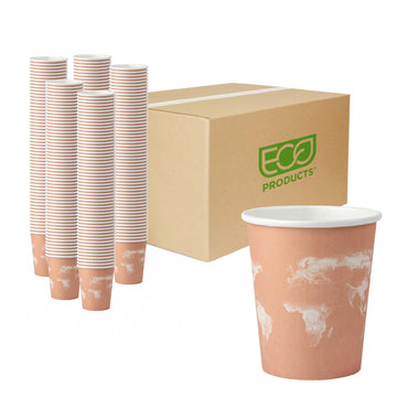 World Art Disposable Coffee Cups by ECO PRODUCTS – 1000 Count (Pack of 1), 8.0 fluid_ounces, Paper, mixed, Pack of 1000
