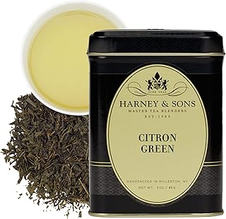 Harney & Sons Citron Green Loose Leaf Green Tea Tin, 3 oz | Green tea with delicate citrus flavor. Contains 40–60 mg caffeine per cup.