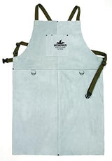 MCR Safety 38136MW 24 by 36-Inch Memphis Split Cow Leather Welding Bib Apron with Front Pocket, Gray