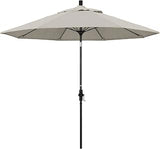 California Umbrella 9' Round Aluminum Pole Fiberglass Rib Patio Umbrella, Crank Lift, Collar Tilt, Black Pole