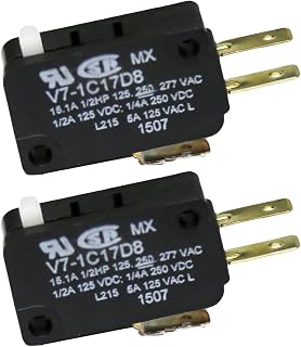Honeywell V7-1C17D8 Micro Switch V7 Series Miniature Basic Switch, Single Pole Double Throw Circuitry, 15.10 A at 250 Vac, Pin Plunger (Pack of 2)