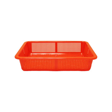 Colander/Basket, 14-1/4" x 11-1/4", Rectangular, Perforated, Durable, Stackable, Plastic, Blue by Thunder Group – Model PLFB005