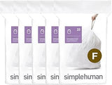 simplehuman Code F 100 Count Custom Fit Liners, Drawstring Kitchen Trash Bags, One-by-One Mess-Free Dispense, Extra Thick & Double Seamed, 50% PCR Plastic, 25 Liter / 6.6 Gallon, White