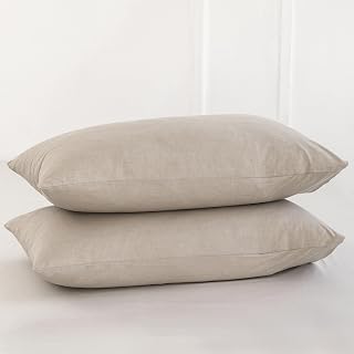Pillowcase Set of 2 100% Washed Cotton Linen-Like Queen