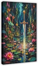 Excalibur Sword Acrylic Fantasy Mythic Canvas Wall Art Poster Decor Gift | for Living Room, Bedroom, Dorm Decor Home Office Decoration Frame-style 12"L x 18"W