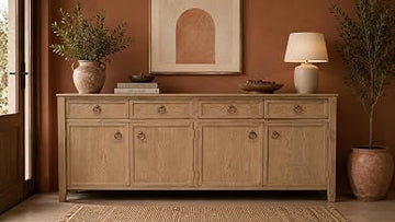 Crafters and Weavers Rustic-Modern Distressed Sideboard Cabinet in Black