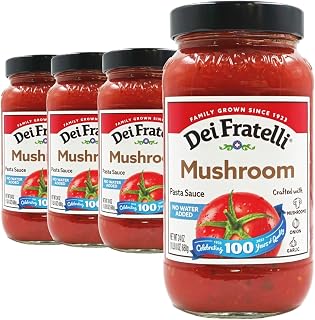 Dei Fratelli Mushroom Pasta Sauce (24 oz. jars; 4 pack) - No Water Added - Never from Tomato Paste - 5th Generation Recipe