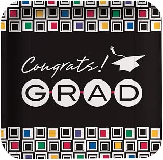 Creative Converting 8 Count Square Dinner Plates, Mod Grad