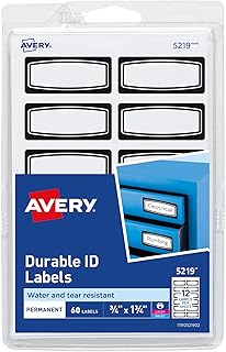 Avery(R) Durable ID Labels, 3/4" x 1-3/4", Black Border, Writable and Printable Labels, 60 Total (5219)