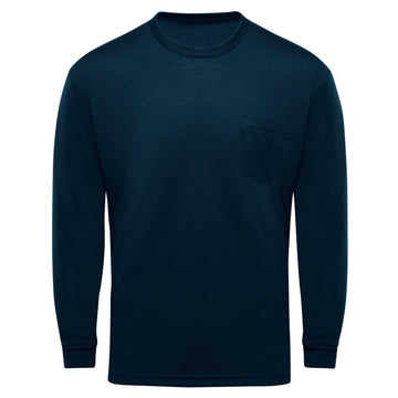 Men's Long-Sleeve Performance Core Pocket Tee by Red Kap – Large, Polycotton, Navy, Model SK2LNV RG L