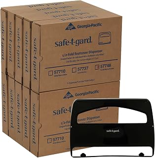 Safe-T-Gard 1/2 Fold Toilet Seat Cover Dispenser by GP PRO (Georgia-Pacific), Black, 57748, 16.375" W x 2.500" D x 11.750" H
