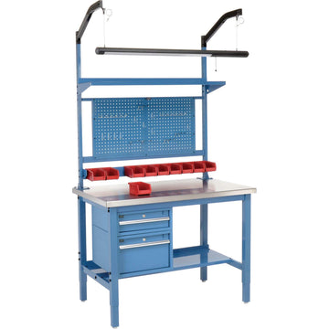 48"W x 30"D Workbench by Global Industrial – 48"W x 30"D, Stainless Steel, Blue, Model 319303BL