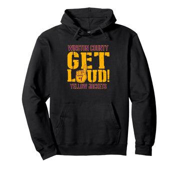 Winston County High School GET LOUD Yellow Jackets Pullover Hoodie by Winston County Yellow Jackets – Polyester, Black, Model MXZ09CXS8HP