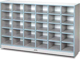 Jonti-Craft Rainbow Accents 0430JCWW131 30 Cubbie-Tray Mobile Storage - Without Trays - Coastal Blue