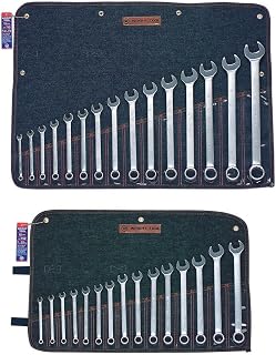 Wright Tool 715 Combination Wrench Set 15 Pc. 12PT 5/16"-1-1/4" Bundle w/ 752 Metric Combination Wrench Set 15 Pc. 12PT 7mm - 22mm (2 Pieces)