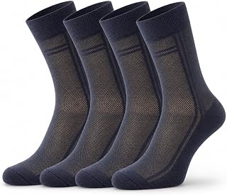 RONDO Ultra Thin Breathable Lightweight Cotton Mens Dress Socks 4 Pack - Crew Length Socks Size 7-9, 9-11, 11-13