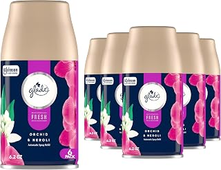 Glade Automatic Spray Refill, Air Freshener for Home and Bathroom, Orchid & Neroli, Fresh Collection, 6.2 Oz, 6 Count