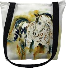 Betsydrake TY058G 18 x 18 in. Mare & Colt Tote Bag - Large Black