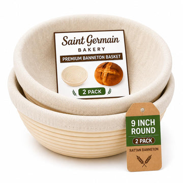 Saint Germain Bakery Round Banneton Basket Set, 9 Inch, Set of 2